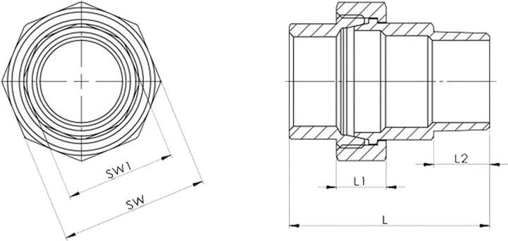 Productafbeelding Fitting EN 10226-1 NPS=3/4 ″ 312A, conische afdichting L 57 mm L1=14 mm L2=17 mm (10 Pcs.)