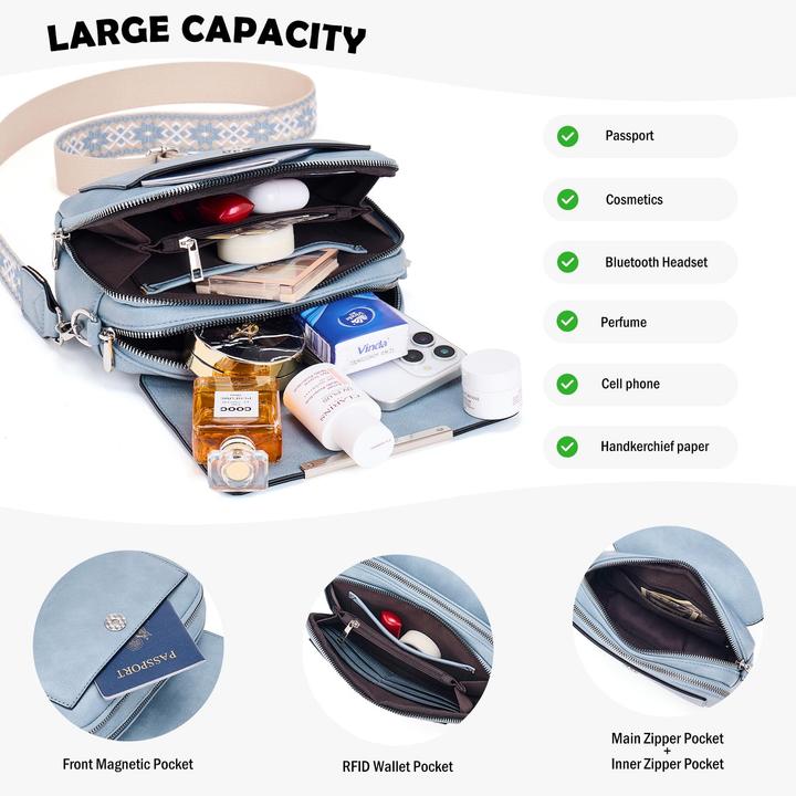 Produktbild Only-Bags.Store Handy Umhängetasche, Vegan Leder Crossbody Bag Umhängetasche mit verstellbarem abnehmbarem breitem