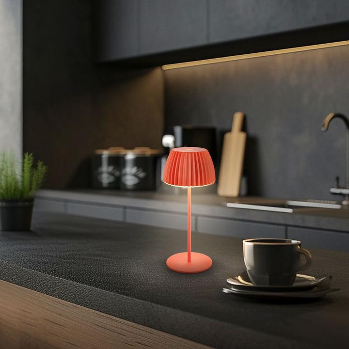 Produktbild Briloner Brilo unplugged RIFFLE Akku Mini Tischleuchte mit Lichtkante - Orange (150 lm)