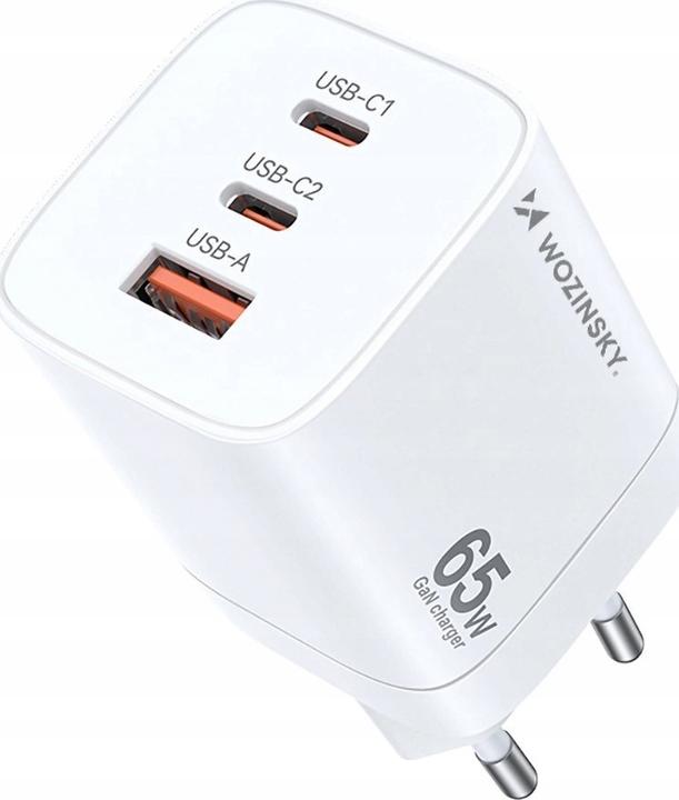 Wozinsky CGWCW 65W USB-A / 2 x USB-C GaN wall charger - white (65 W)
