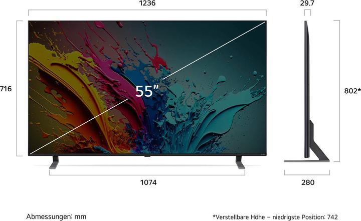 Actual product image LG 55QNED85T6C (138.8 cm (55 inch), black, UltraHD/4K, HDR10, triple tuner, AI processor, 120Hz panel (55", QNED85, QNED, 4K, 2024)