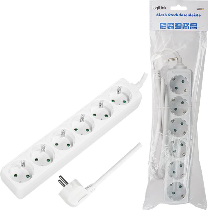 Actual product image LogiLink Socket strip (6 x, CEE 7/3, 1.50 m)