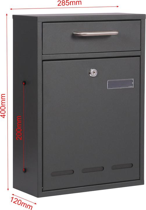 Produktbild Wiltec Briefkasten V53 Postkasten Namensschild Guckfenster 2 Schlüssel