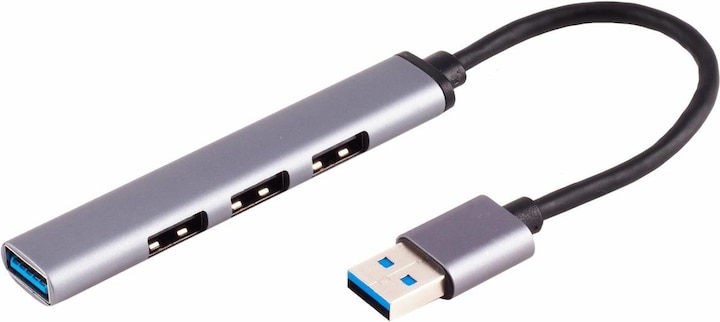 Image du produit Shiverpeaks ®-BASIC-S--USB-A Hub, 3.0, 4x USB-A, ALU, slim, 0,12m (USB-A, 4 Ports)