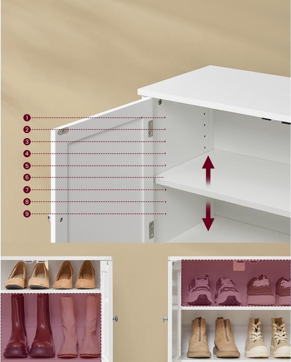 Produktbild Vasagle Schuhschrank Landhausstil 120 x 70 cm, Weiss (120 x 70 x 35 cm)