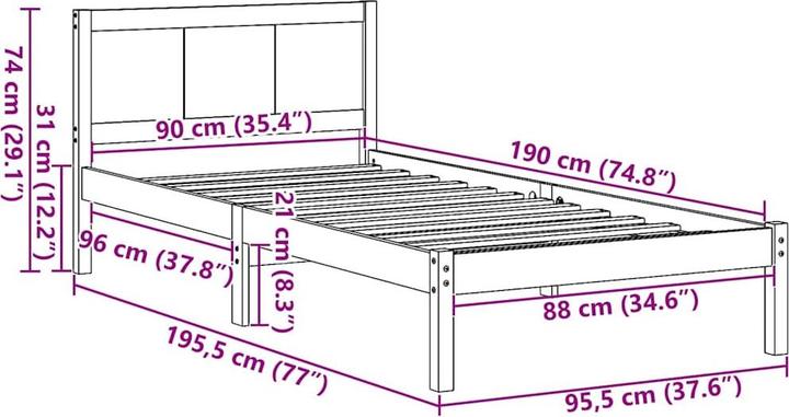 Image du produit vidaXL Bettgestell (90 x 190 cm)