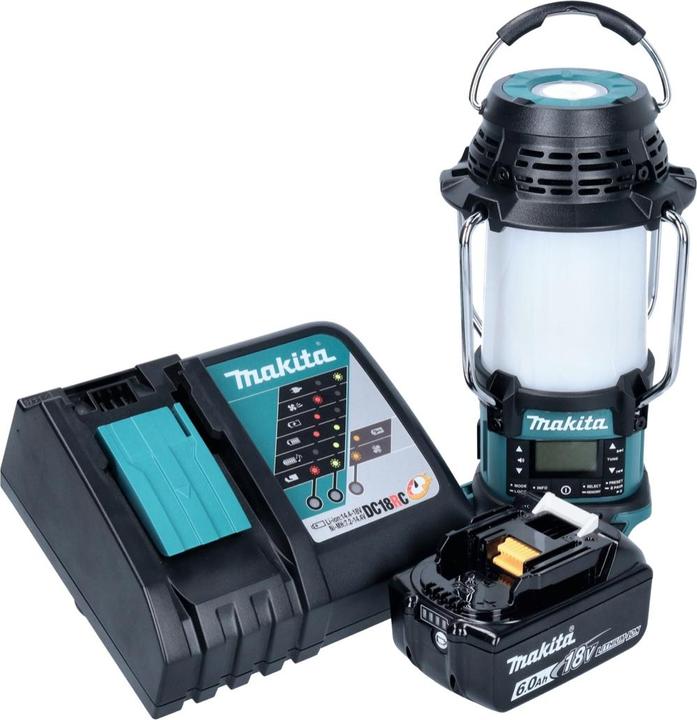 Actual product image Makita DMR056RG1 Battery Radio 18V FM DAB+ with Lantern 360° Flashlight IP65 + 1x Battery 6.0 Ah + (AM, DAB+, FM, Bluetooth)