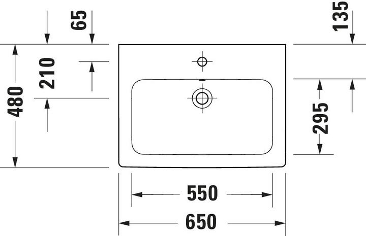 Image du produit Duravit D-Code lavabo, avec trou pour robinet, avec trop-plein, 650x480x165mm, blanc brillant (480 mm, 650 mm)