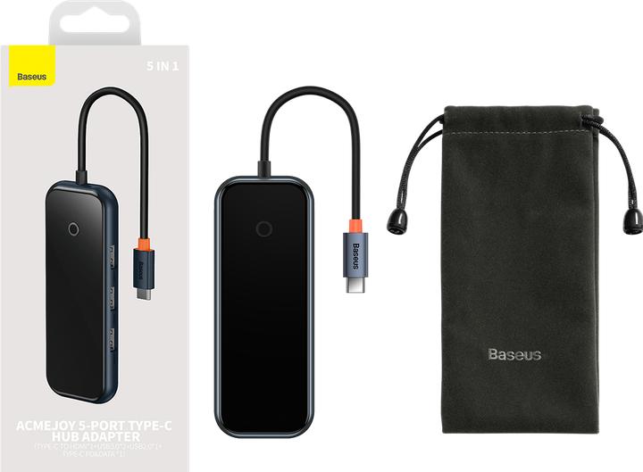 Produktbild Baseus AcmeJoy 5-Port Type-C HUB AdapterType-C to HDMI*1+USB3.0*2+USB2.0*1+Type-C PD&Data *1Dark Gray (USB-C, 5 Ports)