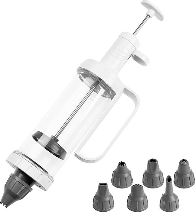 Dr. Oetker One-hand cooking syringe with 6 nozzles (Garnishing syringe, 200 ml)