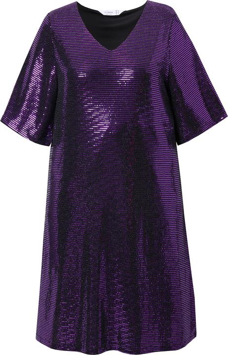 Produktbild Miamoda Damen grosse Grössen Kleid, A-Linie, Pailletten-Optik, 3/4-Ärmel violett 52 836334832-52 (52)