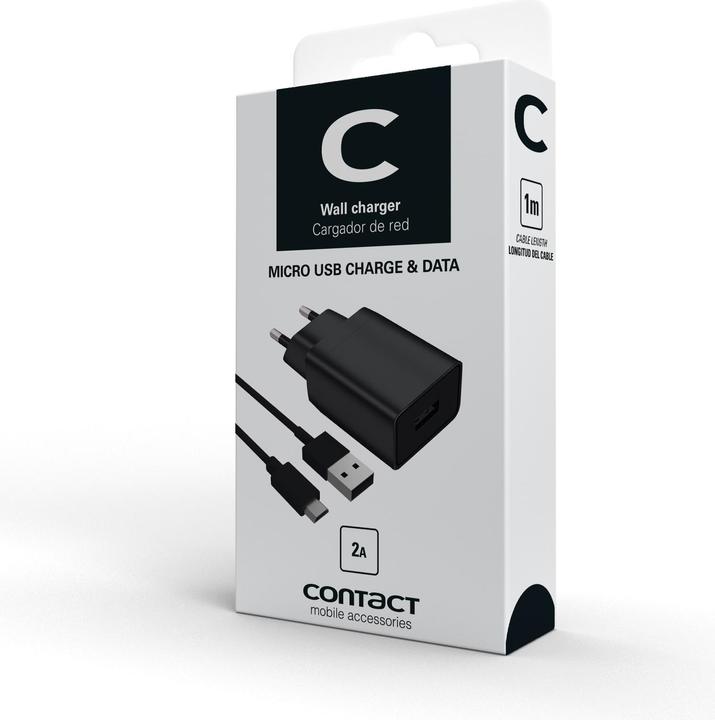 Actual product image Contact USB Wall Charger 2a + Micro Usb-Usb Cable 1 Meter (2 ports)
