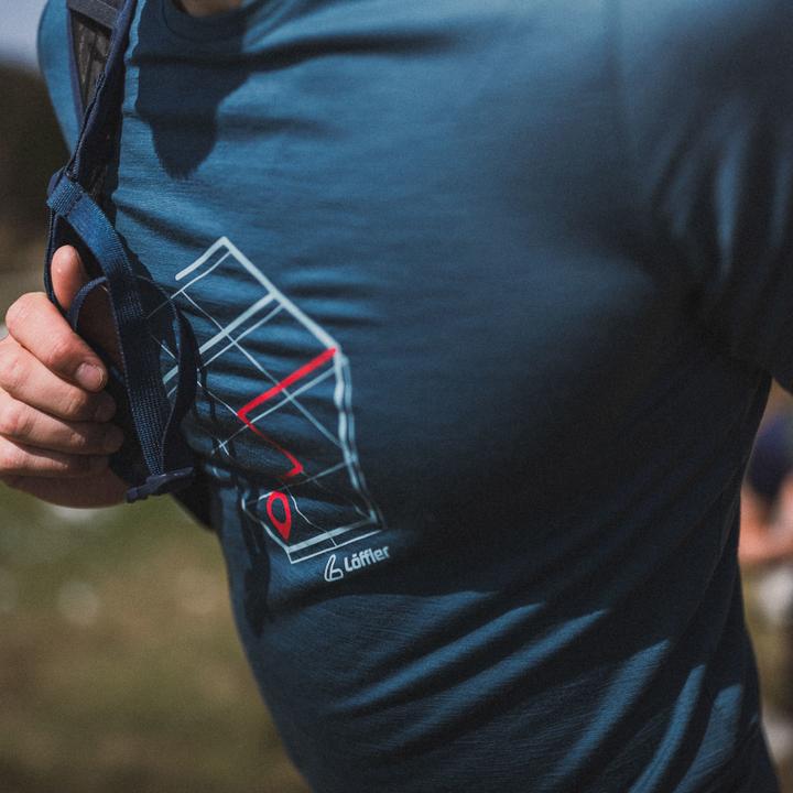 Produktbild Löffler Loeffler Hemd kurzarm M Printshirt Tracking Merino Light Dark Petrol - Blau (52)