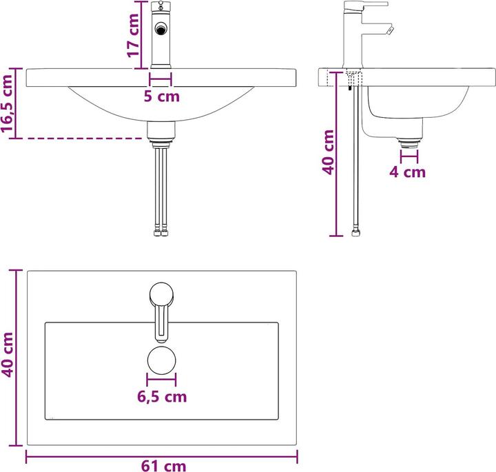 Actual product image vidaXL Badezimmer-Waschtisch (400 mm, 610 mm)