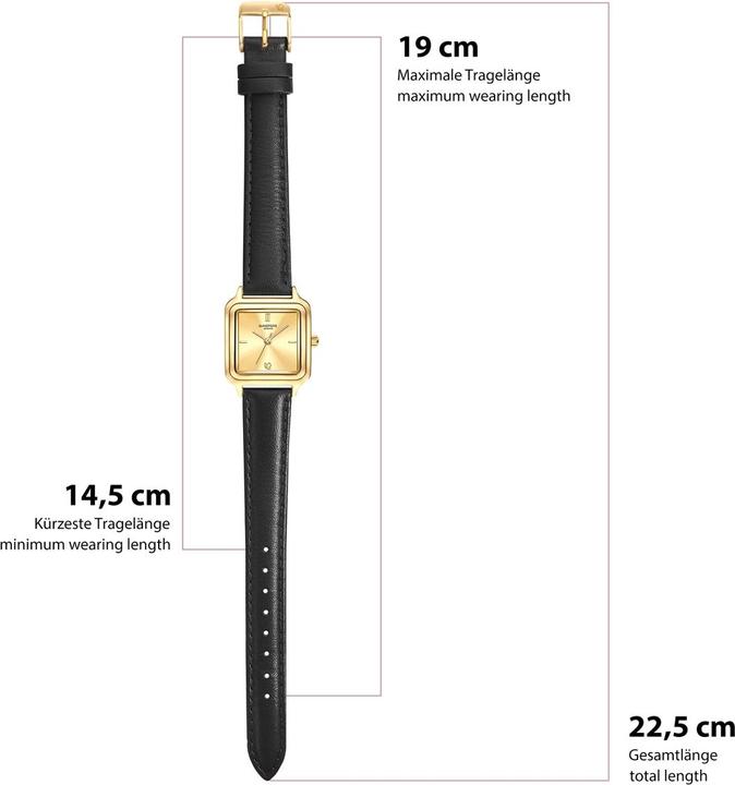 Actual product image Glanzstücke München Damen Quarzuhr gelbgold Echtleder schwarz - 38042 (32 mm)