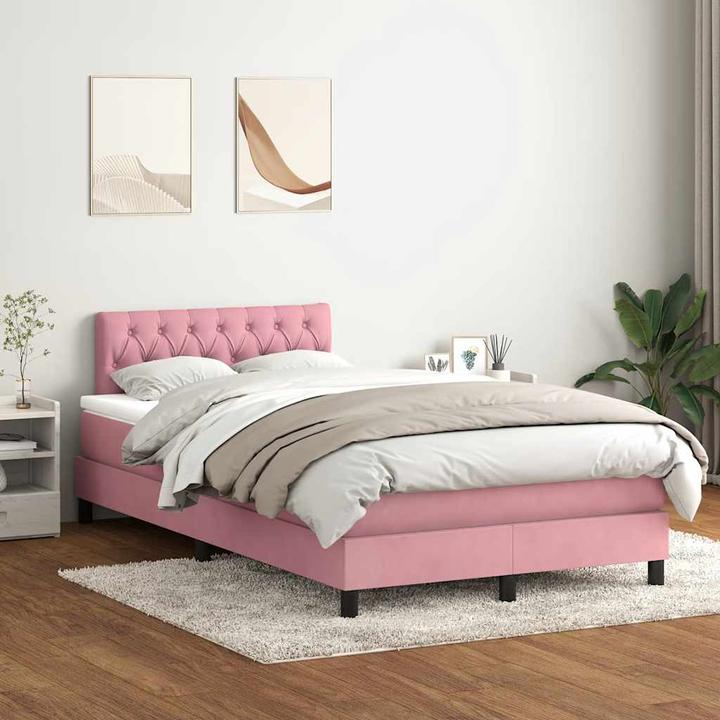 Produktbild vidaXL Boxspringbett Mit Matratze Samt Rosa (120 x 210 cm)