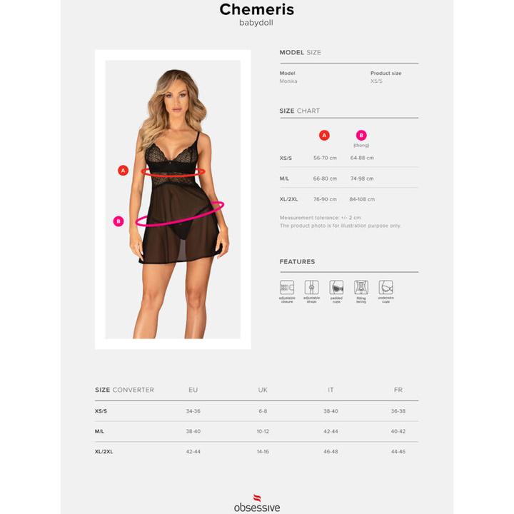 Produktbild Obsessive Chemeris Set Badydoll & Thong M/L (M, L)
