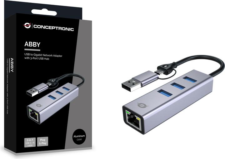 Conceptronic Adapter USB-C->3xUSB-A3.2 5Gbs (USB-A, USB-C, 3 ports)
