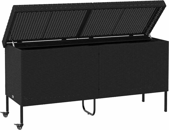 Immagine prodotto VidaXL Cassapanca da giardino con rotelle nera 160x55x75 cm in poly rattan