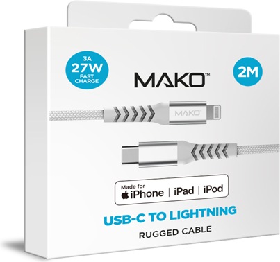 Produktbild Mako USB C zu Lightning Kabel verstärkt (1 m, USB 2.0)