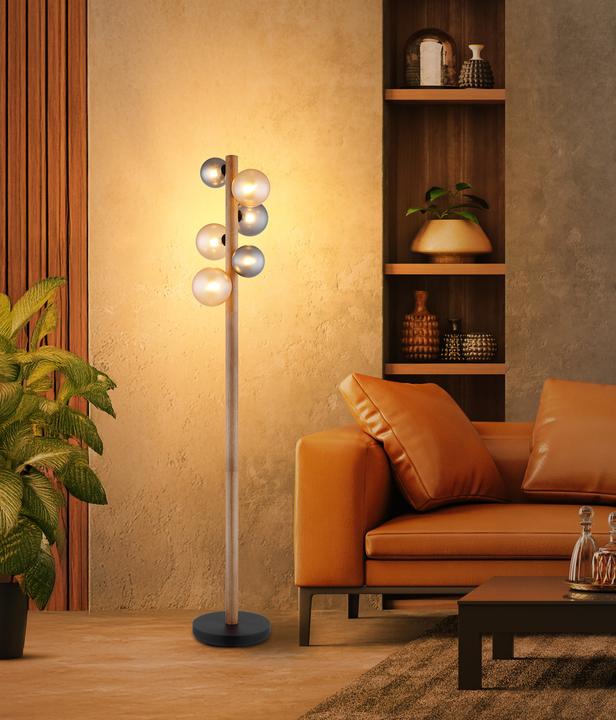 Produktbild Globo Riha G9 Stehleuchte 6-fach 5W Schwarz Matt, Metall 150cm 56133W-6S (G9)