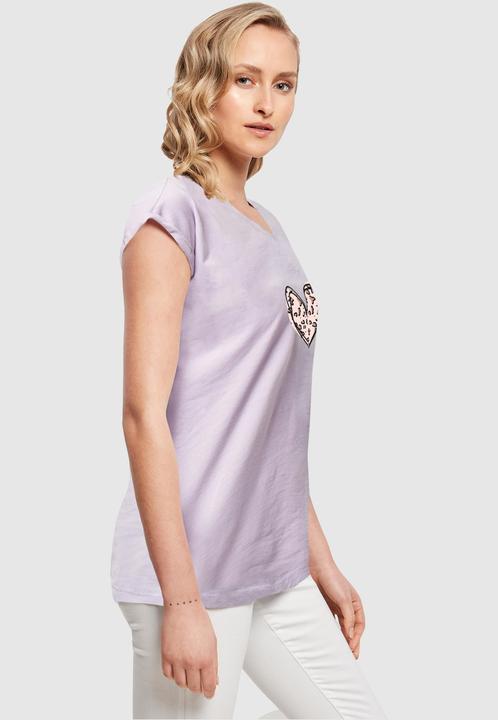 Produktbild Merchcode Ladies Valentines Day - Leopard Heart Extended Shoulder Tee - 117969 (S)