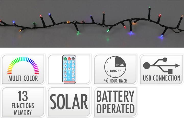 Actual product image Lifetime LED-Lichterkette Bunt 10 m Wiederaufladbare Batterie Solar (10 m)