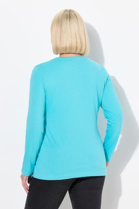 Actual product image Ulla Popken Basic Round Neck Long Sleeve Slim Fit Cotton Tee (62)