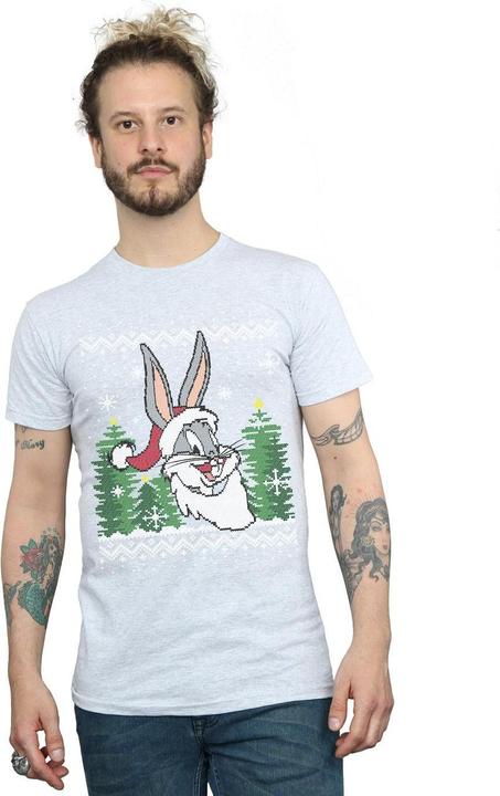 Actual product image Looney Tunes Mens Bugs Bunny Christmas Fair Isle T-Shirt (3XL)