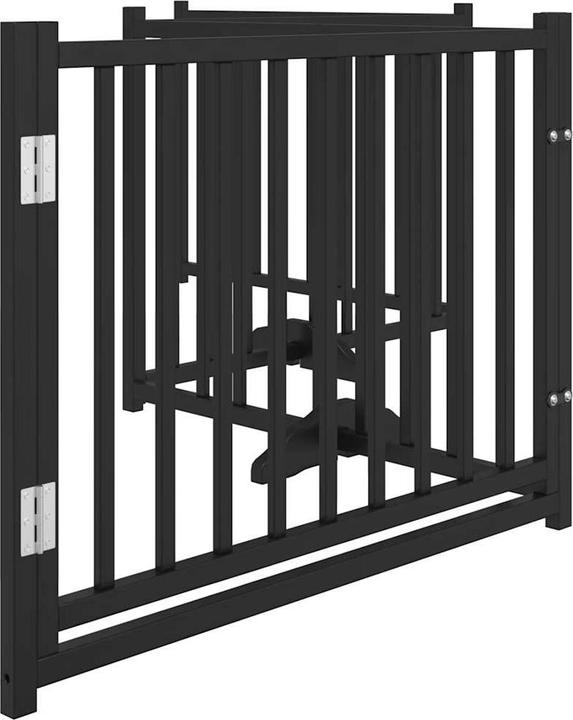 Actual product image vidaXL Hundetor Tür Faltbar Hundegitter Schutzgitter Schwarz 4-tlg. Massivholz