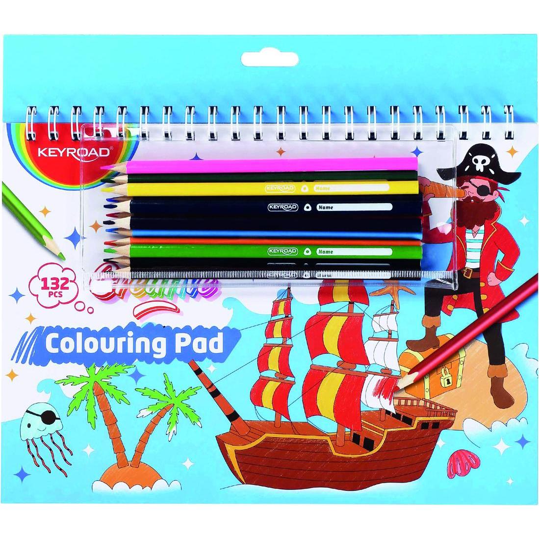 Keyroad Set da colorare per bambino, 12 matite colorate, stencil, scatola