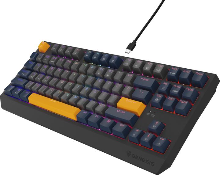 Actual product image Genesis herní klávesnice THOR 230/TKL/RGB/Outemu Panda/Drátová USB/US layout/Naval Blue Negative (US, Cable)