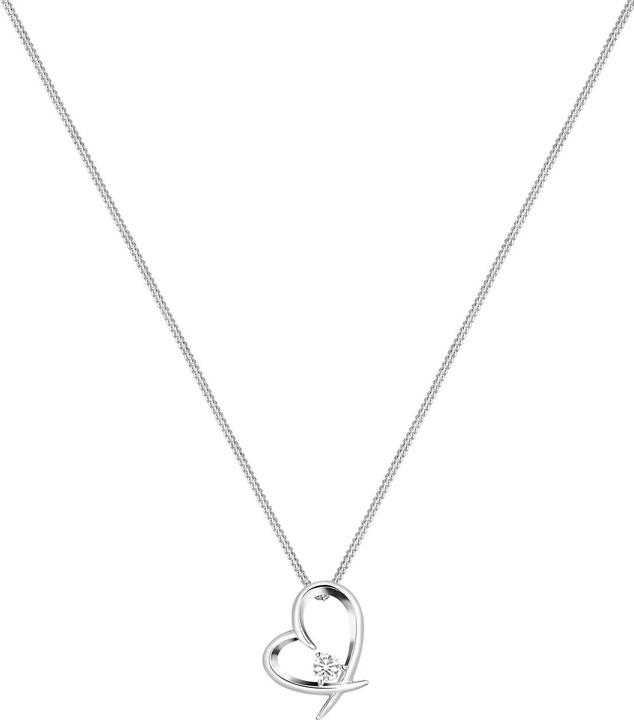 Produktbild Elli Halskette Herz Geschwungen Zirkonia 925 Silber (Zirkonia, 925er Sterling Silber, 45 cm)