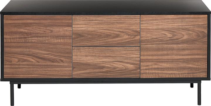 Produktbild Beliani Sideboard dunkler Holzfarbton / schwarz 2 Schubladen 2 Türen OKLAND (120 x 38 x 55 cm)