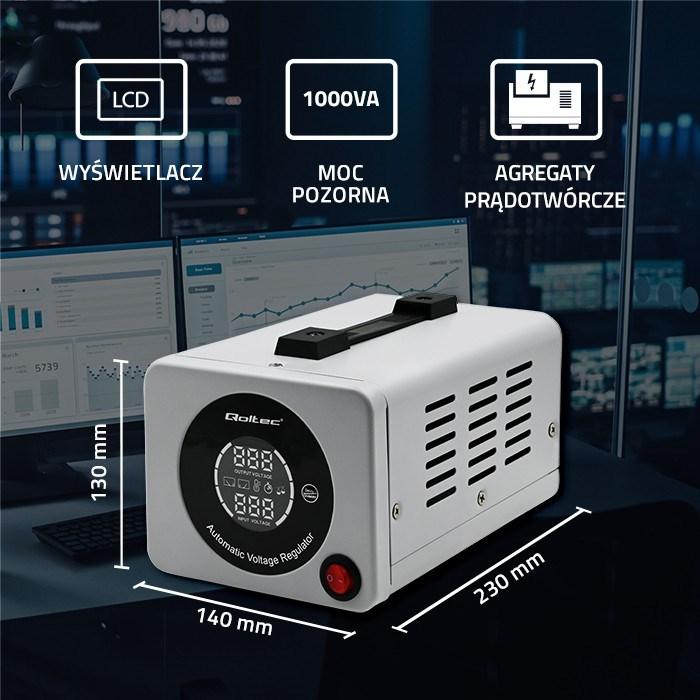 Actual product image Qoltec 50723 Automatyczny stabilizator napięcia AVR 1000VA (800 W)