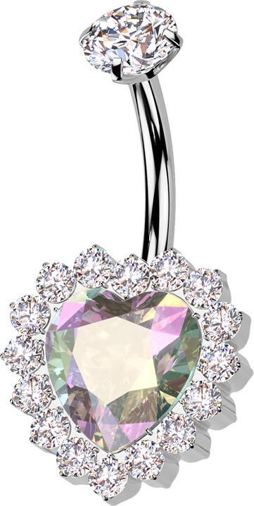 Produktbild Star Piercing Banane Innengewinde silber Kristall silber gefasst und Kristallherz multicolor Kristalle silber (ohne Messing, Titan)