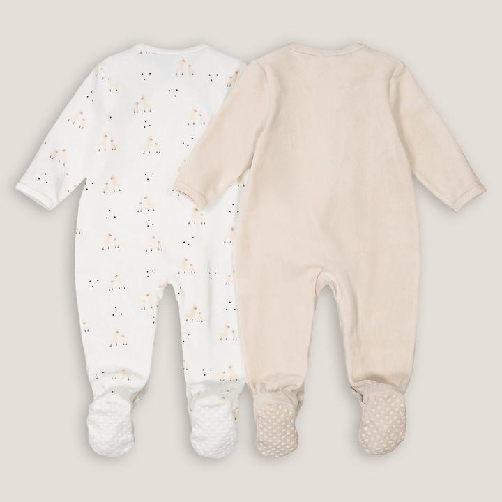 Actual product image La Redoute Collections 2-Pack Velvet Romper with Llama Motifs (74)