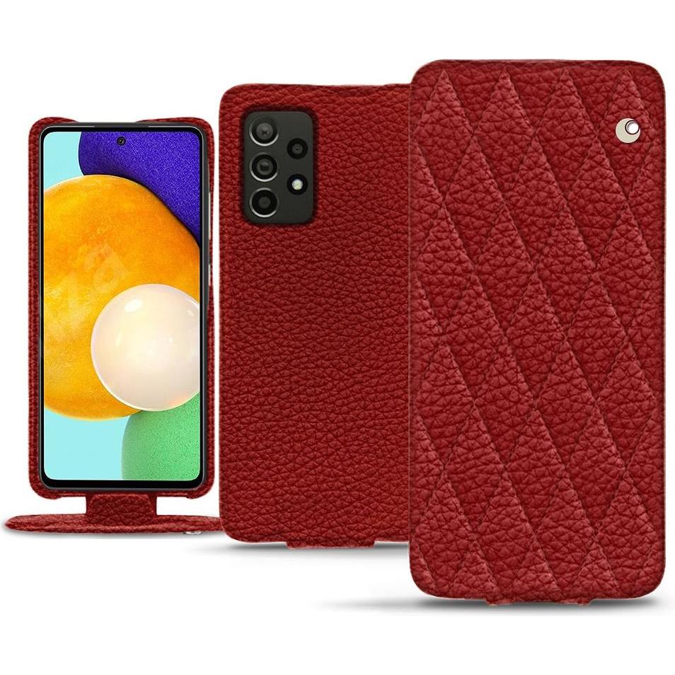 Noreve Lederschutzhülle vertikal (Samsung Galaxy A52), Smartphone Hülle, Rot