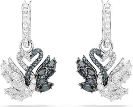 Actual product image Swarovski Swan Drop Ohrhänger Schwan Schwarz (Swarovski Metal)
