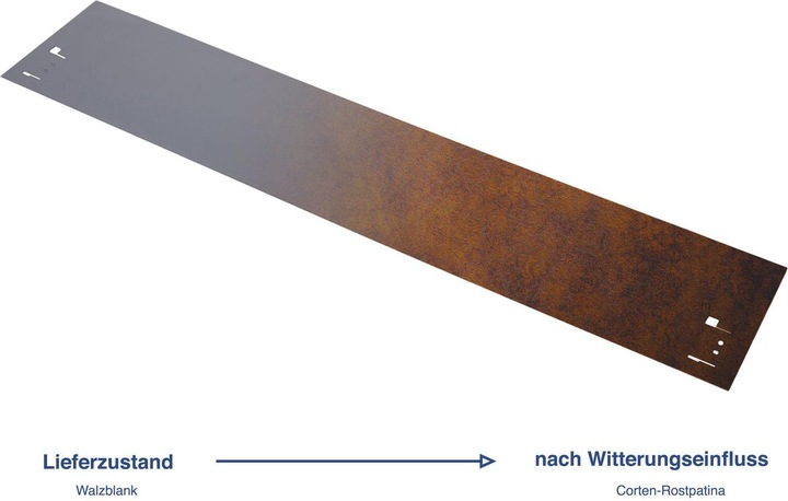 Produktbild Green Split 10er Set Rasenkante Cortenstahl 70 cm lang, 13,5 - 18,5 cm hoch, Beeteinfassung, Beetumrandung - Met (70 cm)