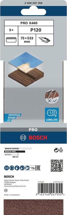 Actual product image Bosch Professional Zubehör PRO X440 sanding belt, 75 x 533 mm, G120 (120)