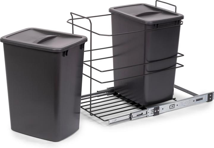 Produktbild Emuca Recyclingbehälter für die Küche mit Bodenbefestigung und manueller Auszug (70 l)