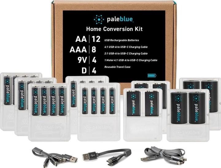 Produktbild Pale Blue Home Conversion Kit USB-C (28 Stk., 9V Block, AA, AAA, D, 1560 mAh)