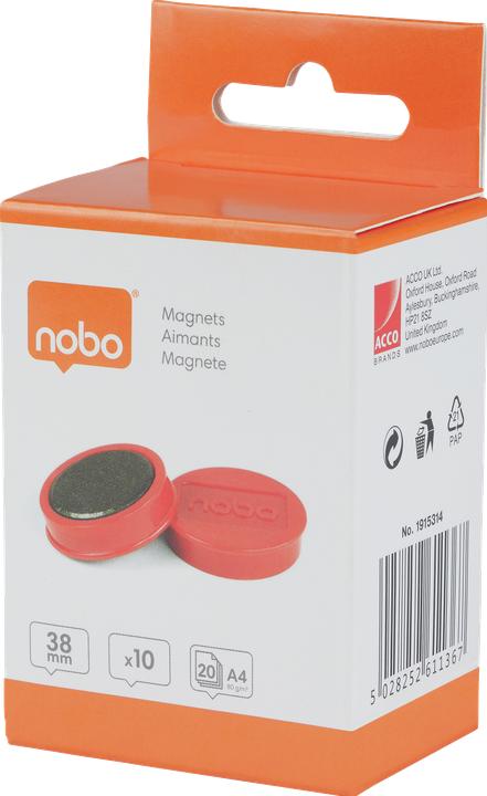 Actual product image Nobo Magnet round 38mm 1915314 red 10 pieces (10 x)