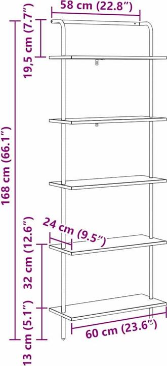 Immagine prodotto vidaXL Bücherregal zur Aufbewahrung (24 x 24 x 168 cm)