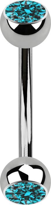 Produktbild Star Piercing Banane silber mit zwei Kugeln Kristall aqua (ohne Messing, Titan G23)