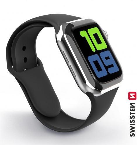 Produktbild Swissten Silicone band for apple watch 38-40 mm black (38 mm, 40 mm, Silikon)