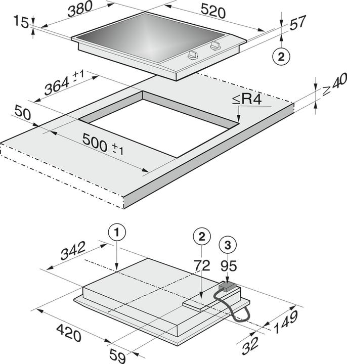 Produktbild Miele Cs1122e (38 cm, Glaskeramik Kochfeld)