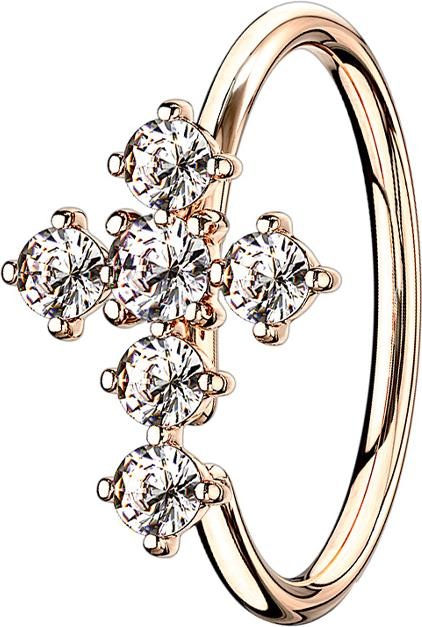 Produktbild Star Piercing Micro Piercing Ring rosegold Kreuz silber (Messing)