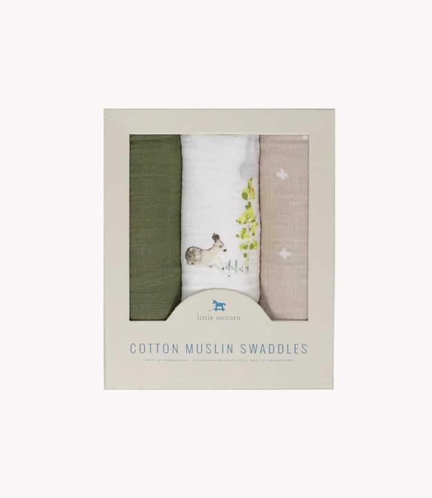 Produktbild little unicorn Cotton Muslin Swaddle 3 Pack - Oh Deer! (120 cm, 120 cm)